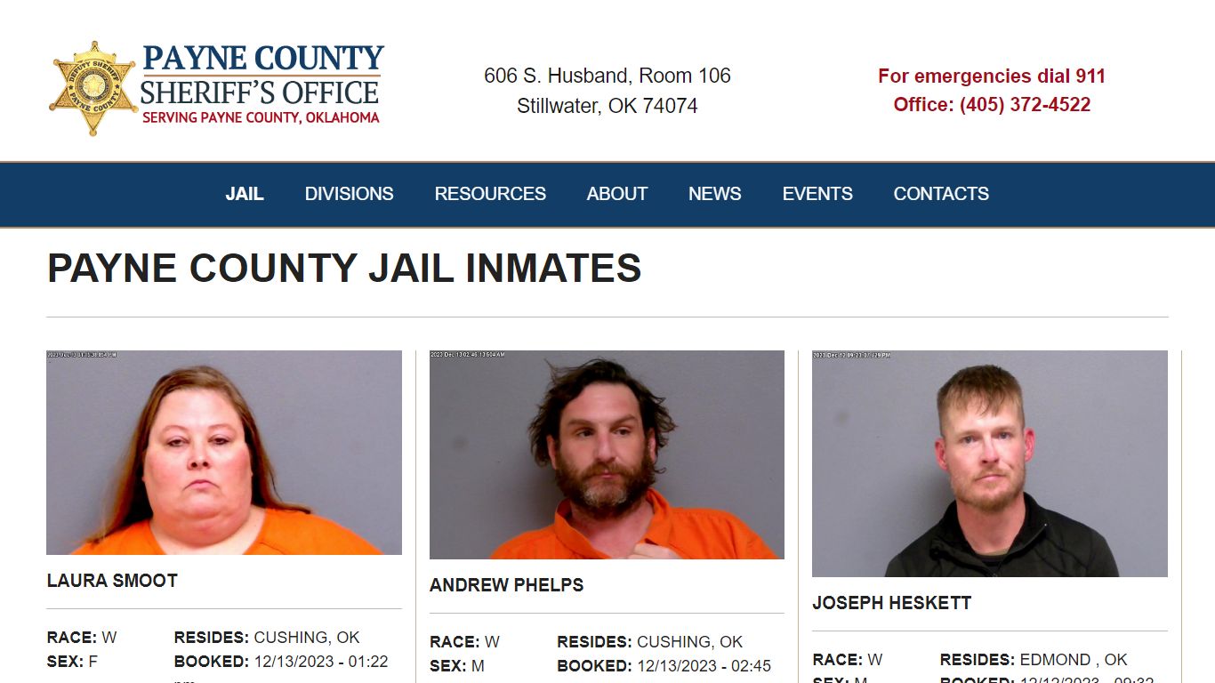 Inmate Search - Payne County Jail