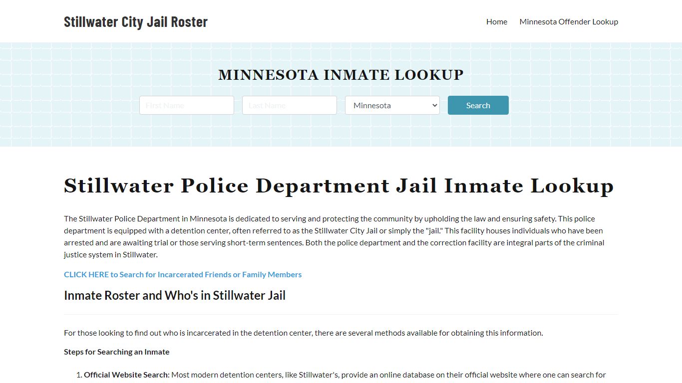 Stillwater Police Department & City Jail, MN Inmate Roster, Arrests ...
